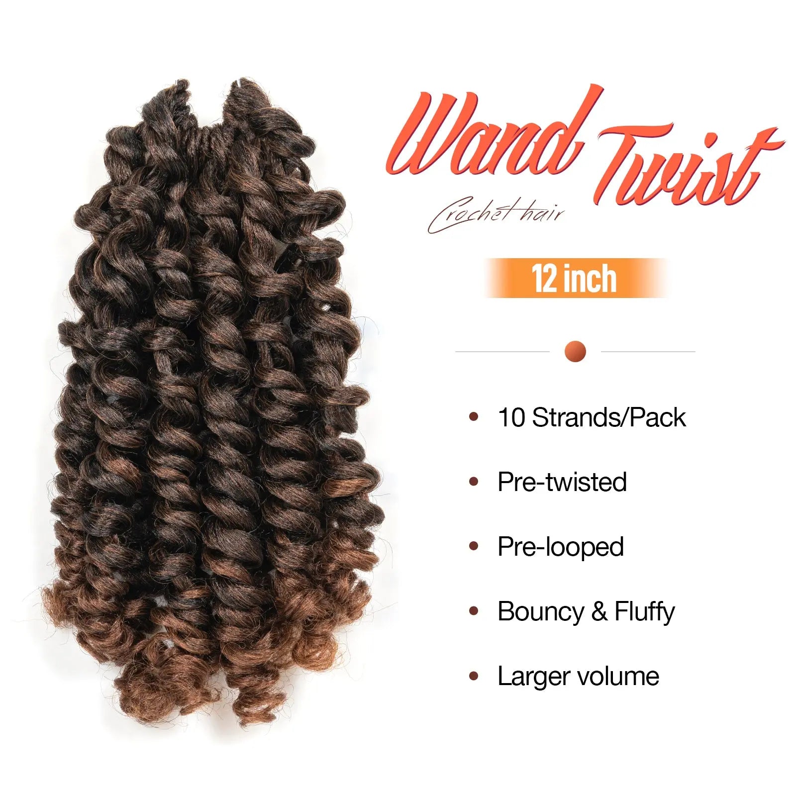 Clearance | Toyotress Wand Twist Crochet Hair | 10-12 Inch Natural Black Pre-twisted Jamaican Bounce Wand Twist Crochet Braids Synthetic Braiding Hair Extensions Toyotress